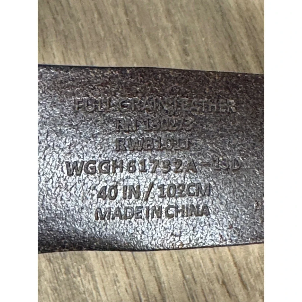 WGGH Full Grain Leather Belt 40 Inches Brown Mens Silver Buckle Work Casual‎